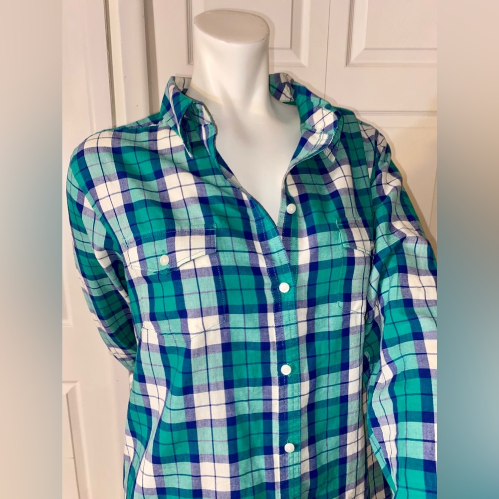 Blue/Green Button Down Large - Picture 4 of 4